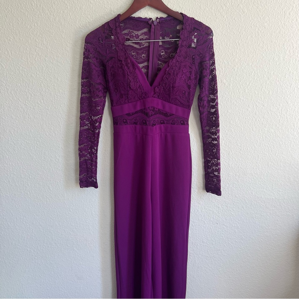 Purple Lace Full Length Jumpsuit